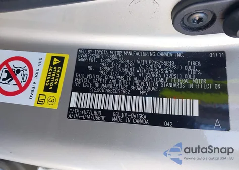 2011 Lexus Rx 350 z USA, uszkodzony, nr VIN 2T2ZK1BA8BC051652